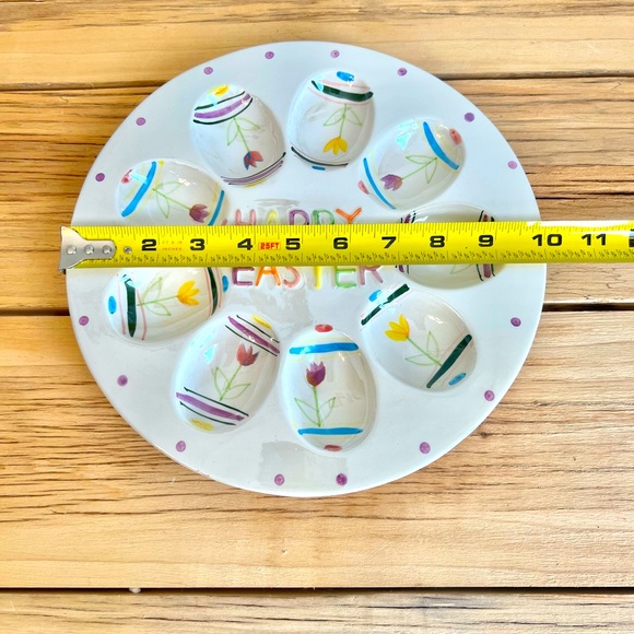 Beautiful 10” Deviled Egg Platter Easter Holds 9 Finished Eggs - Picture 4 of 4